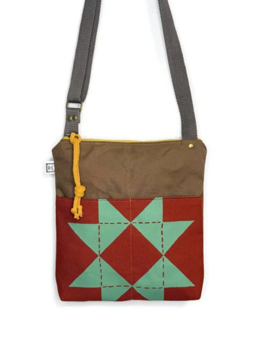•WEEKDAYER - BARN QUILT• waxed canvas crossbody