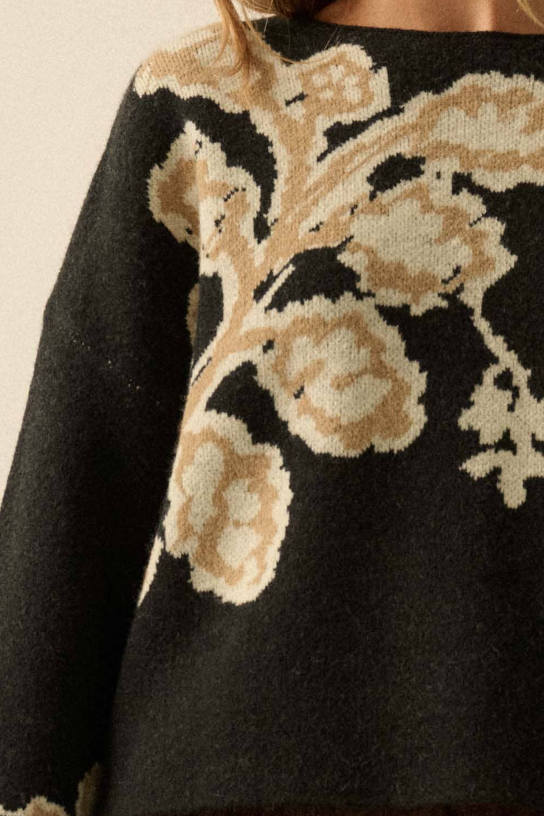 •ELSBETH• floral jacquard knit sweater