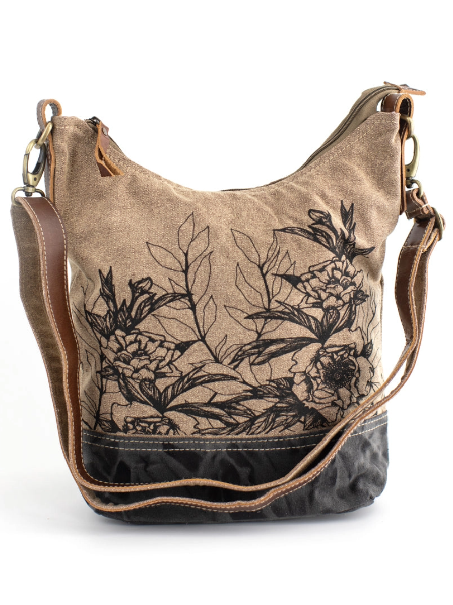 •PEONY BOTANIC• recycled canvas crossbody bag
