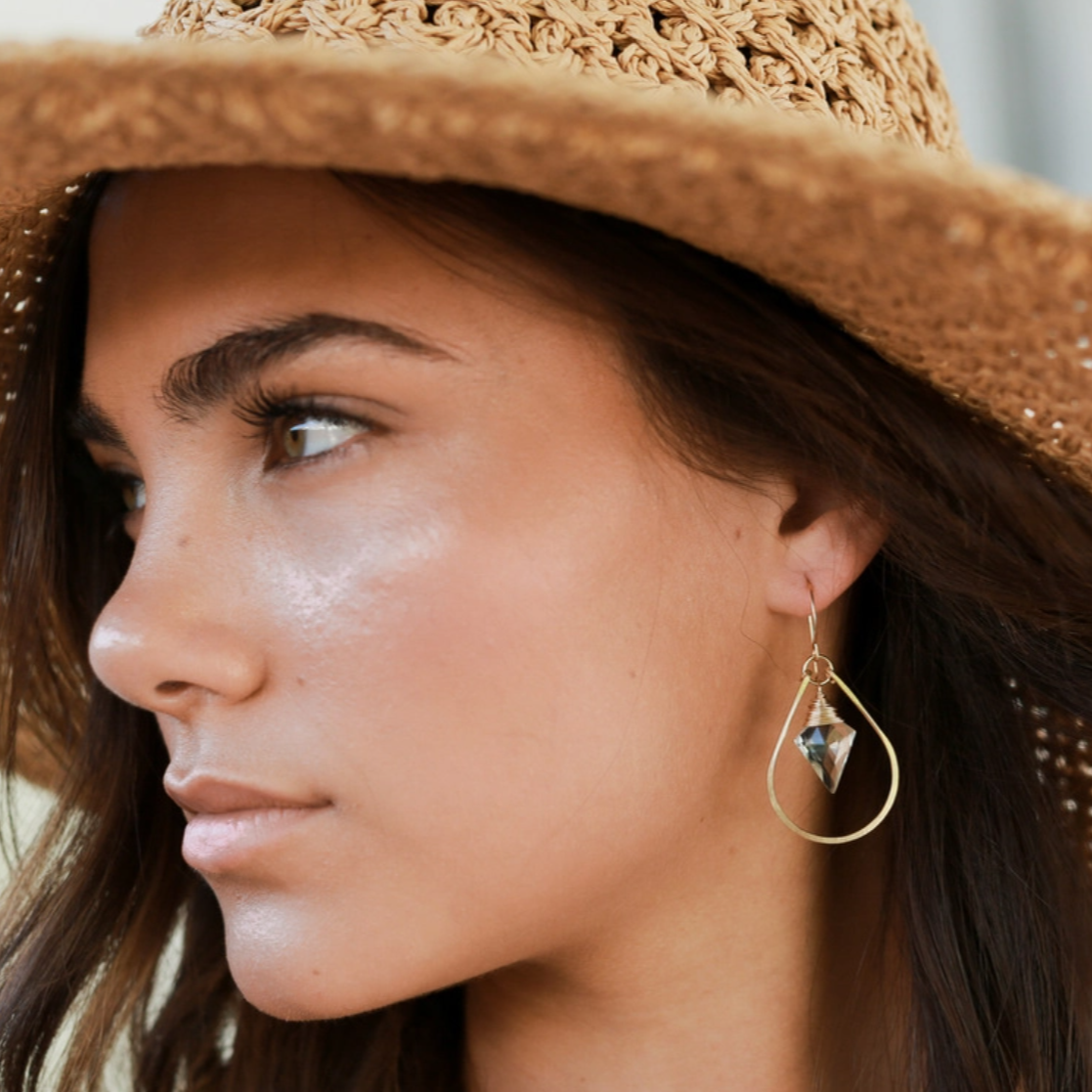 •ARROW HOOP• smoky quartz + gold earrings