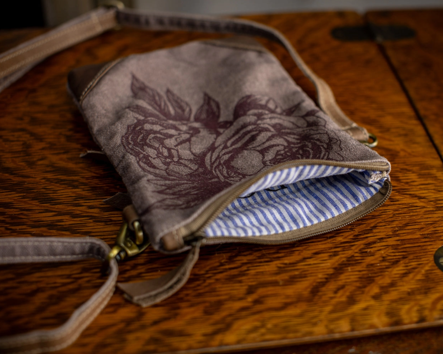 •PEONY• recycled canvas small sling