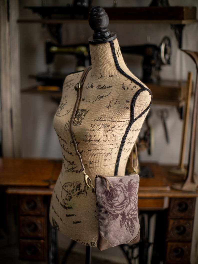 •PEONY• recycled canvas small sling