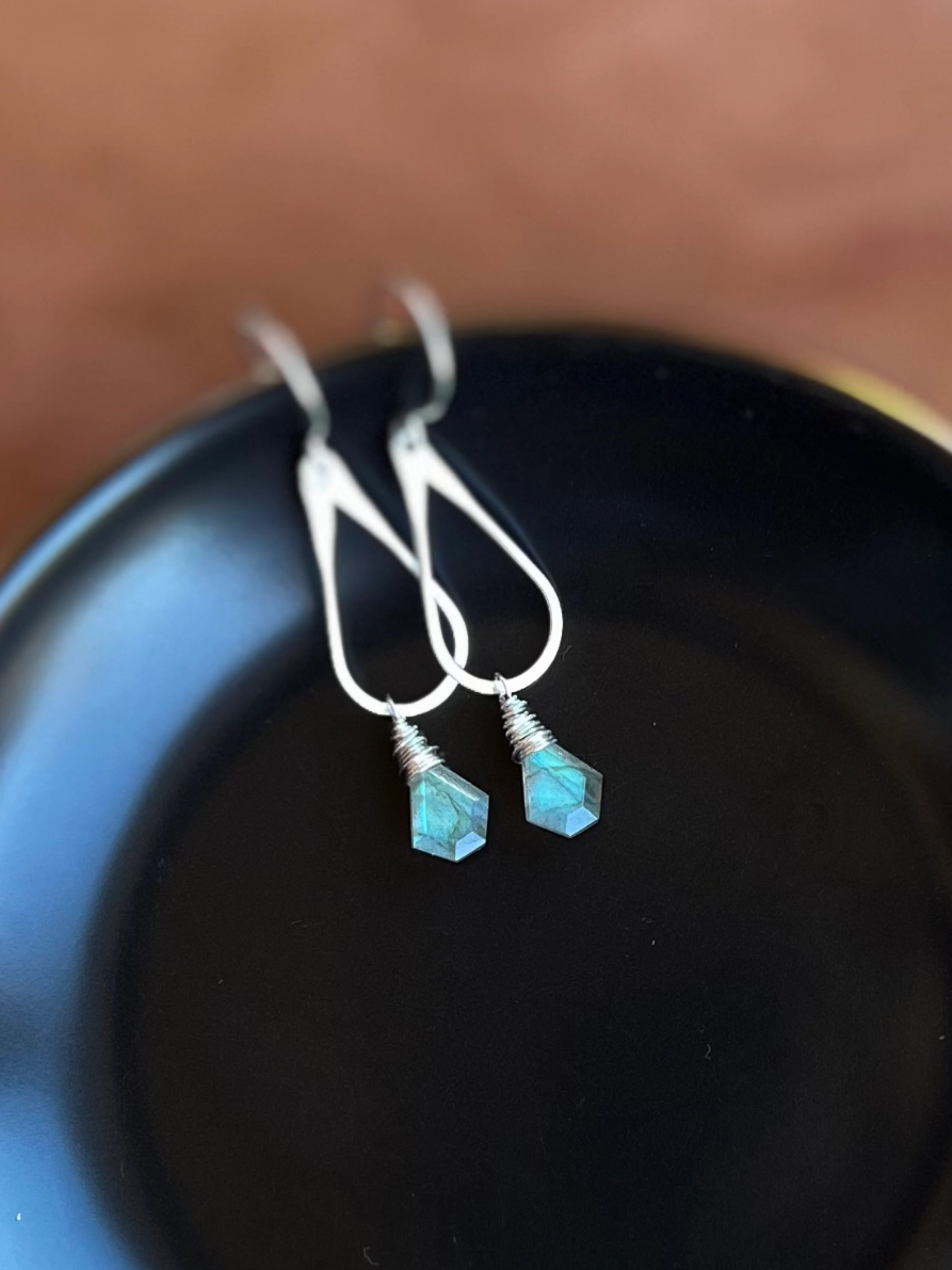 •PRISM HOOP• labradorite + silver earrings