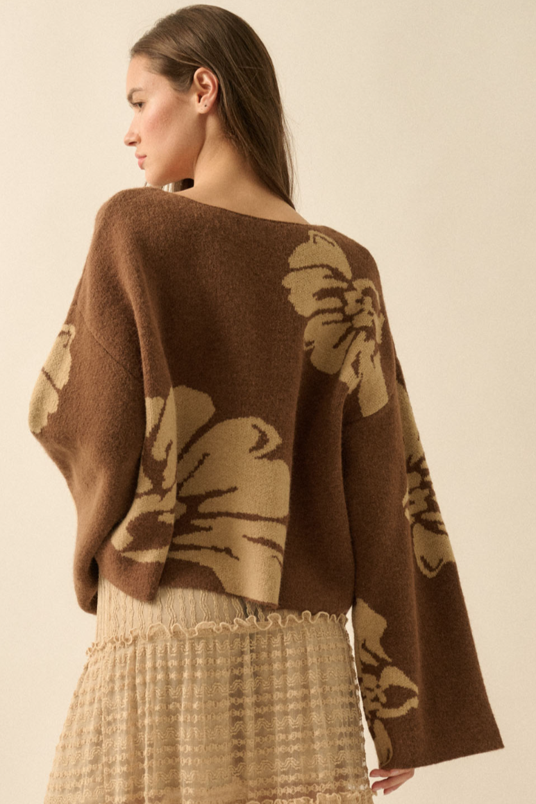 •ELIZA• floral jacquard knit sweater