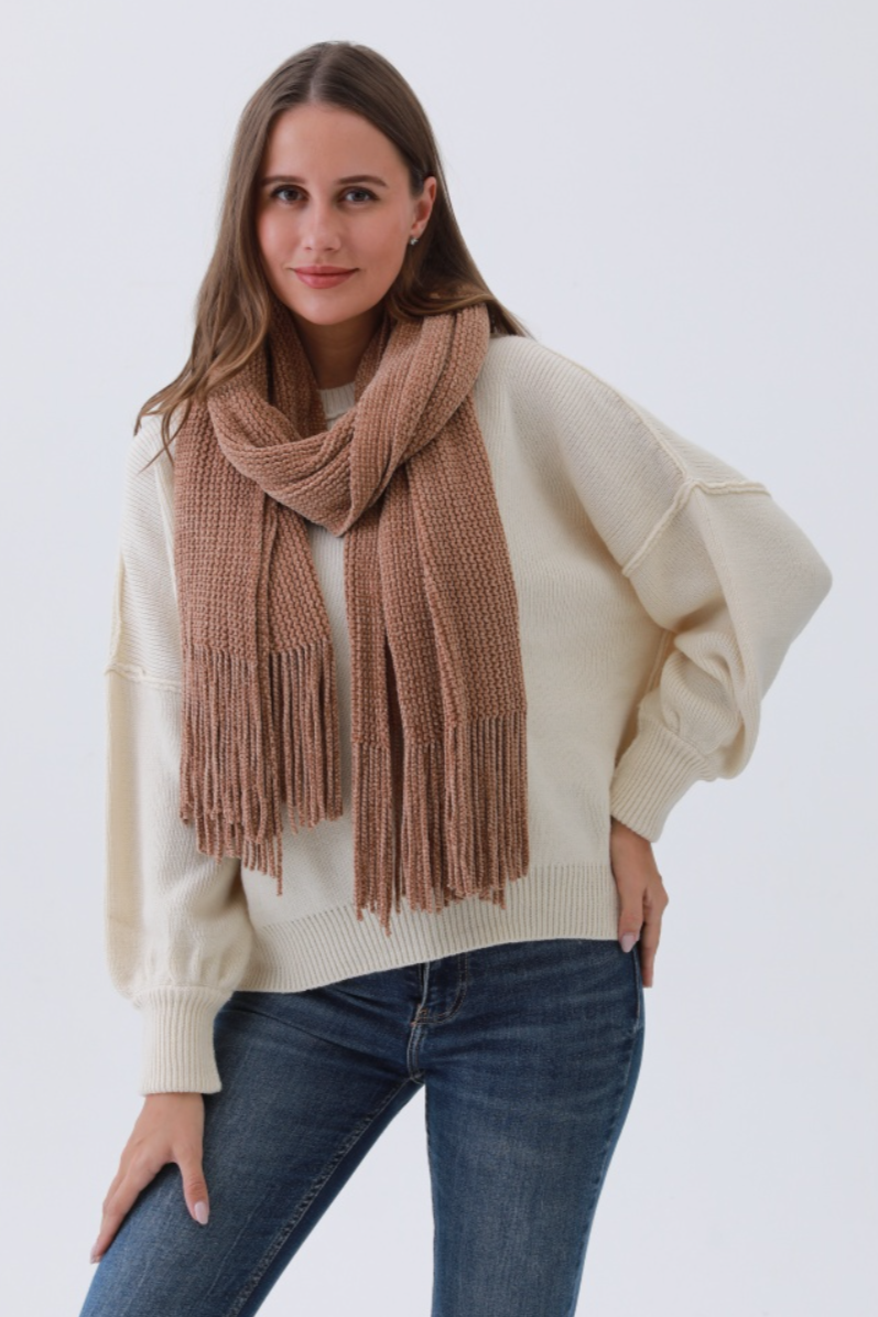 •CHENILLE SCARF WITH FRINGE•
