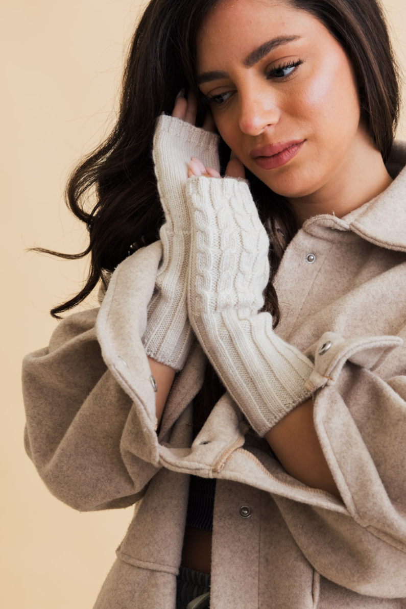 •WOOL BLEND FINGERLESS GLOVES•