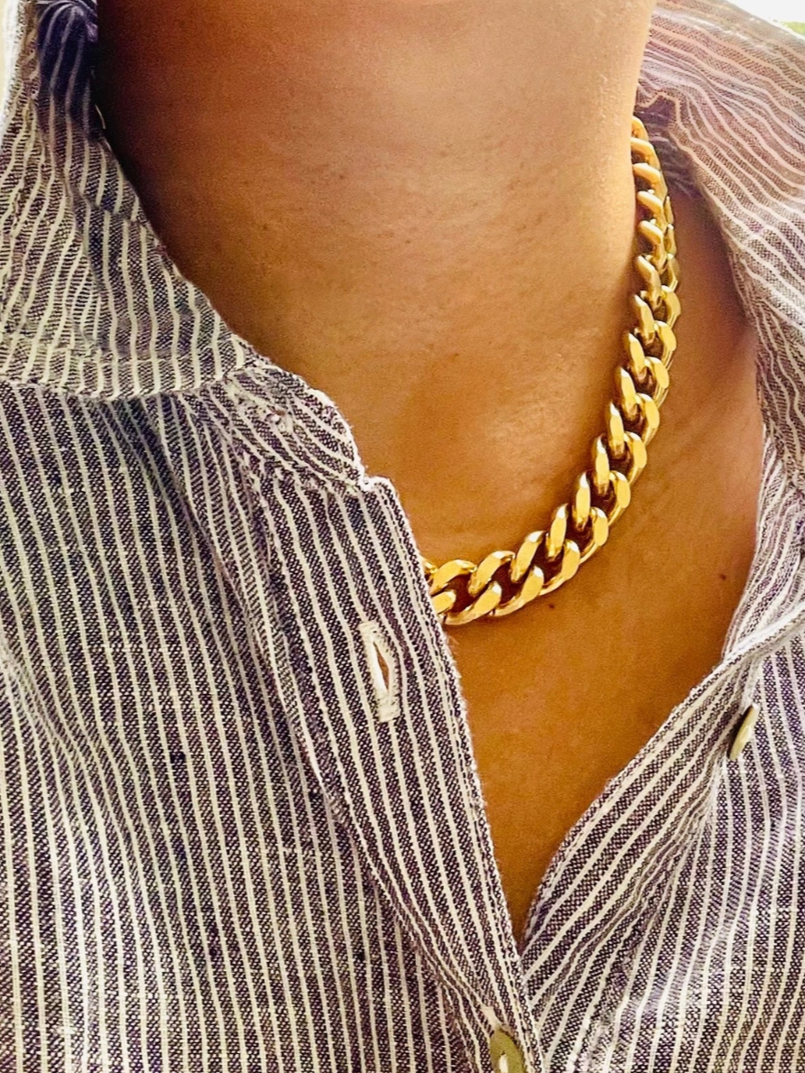 •CURB CHAIN• 18K gold plated necklace (15"-18" long)
