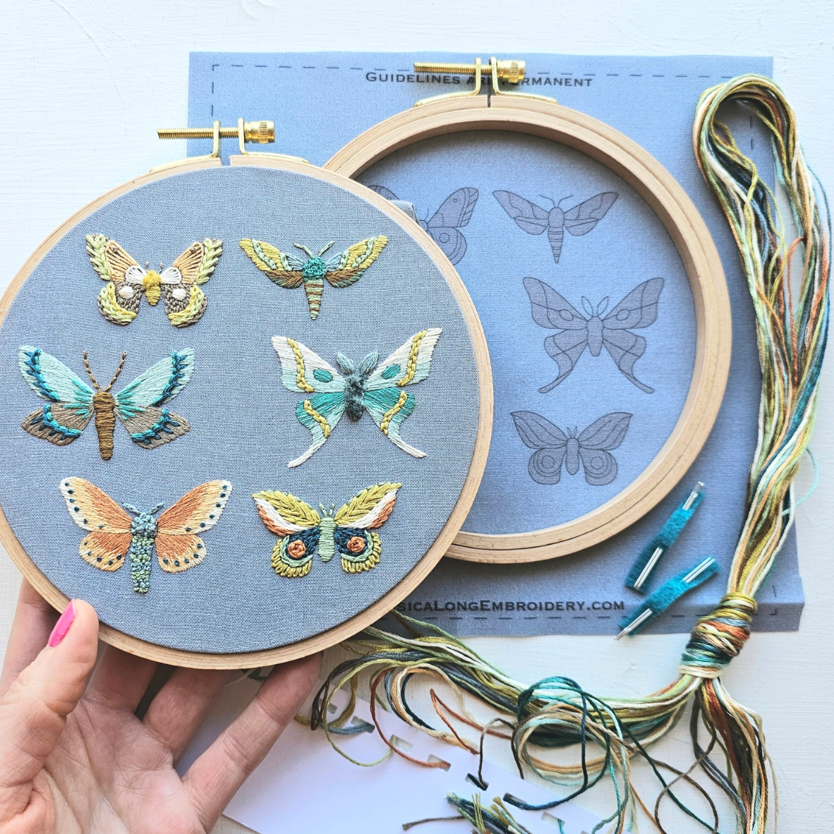 •MOTH SAMPLER• intermediate embroidery kit