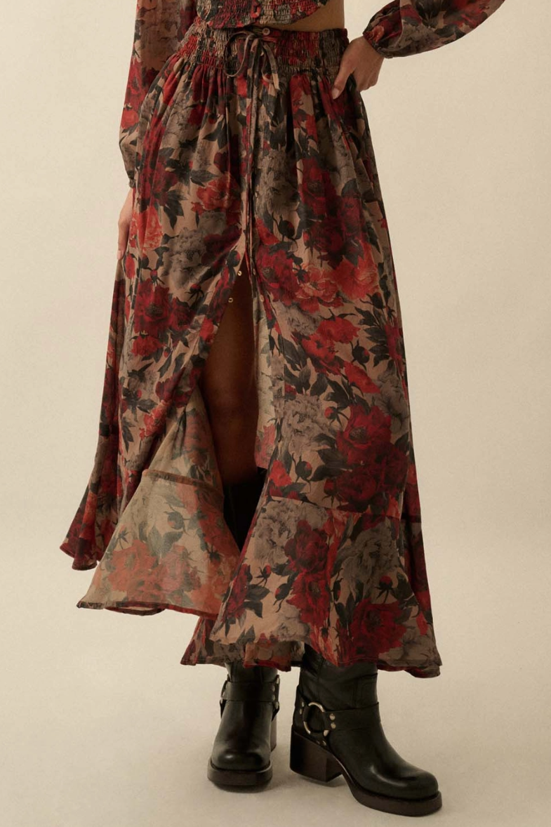 •ROSALIE• button front maxi skirt