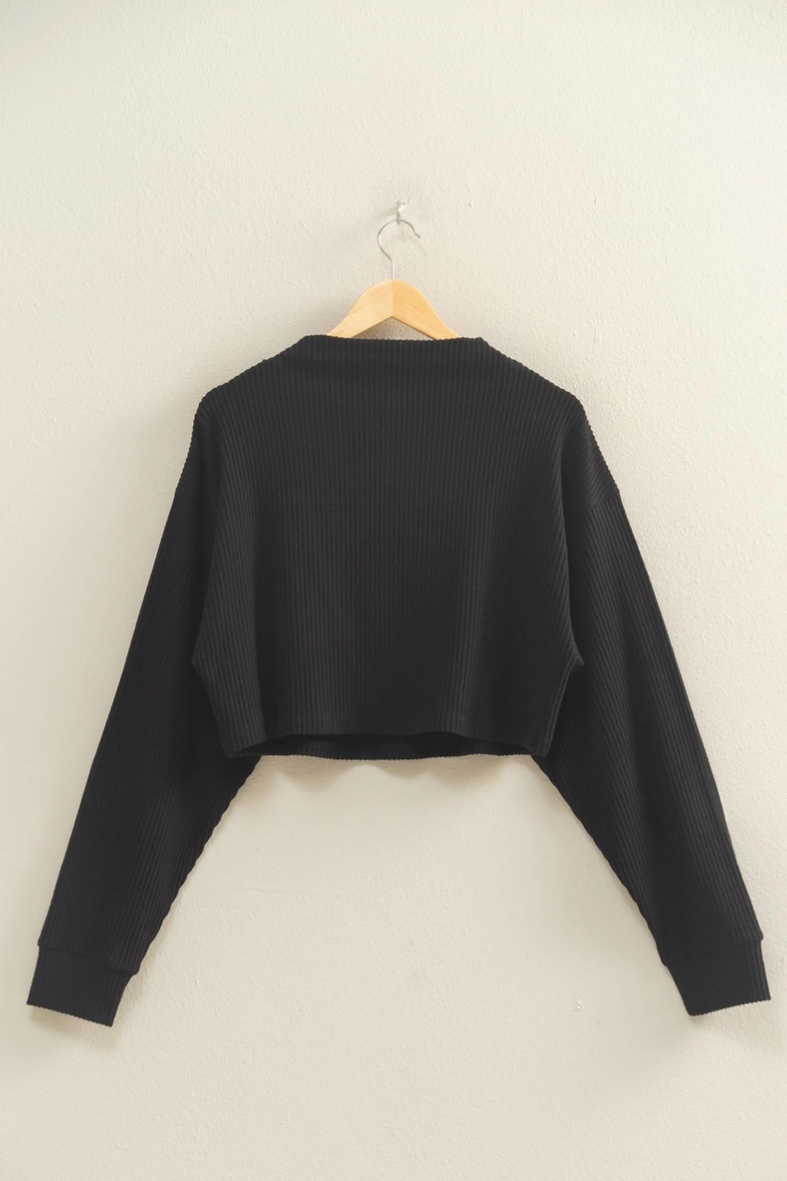 •LINDSAY• ribbed high neck cropped top