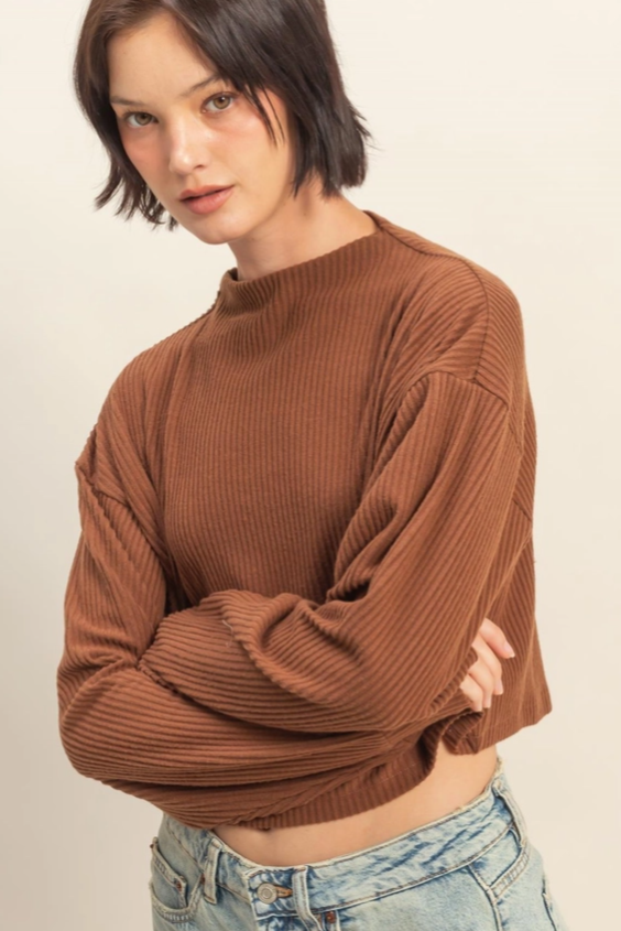 •LINDSAY• ribbed high neck cropped top