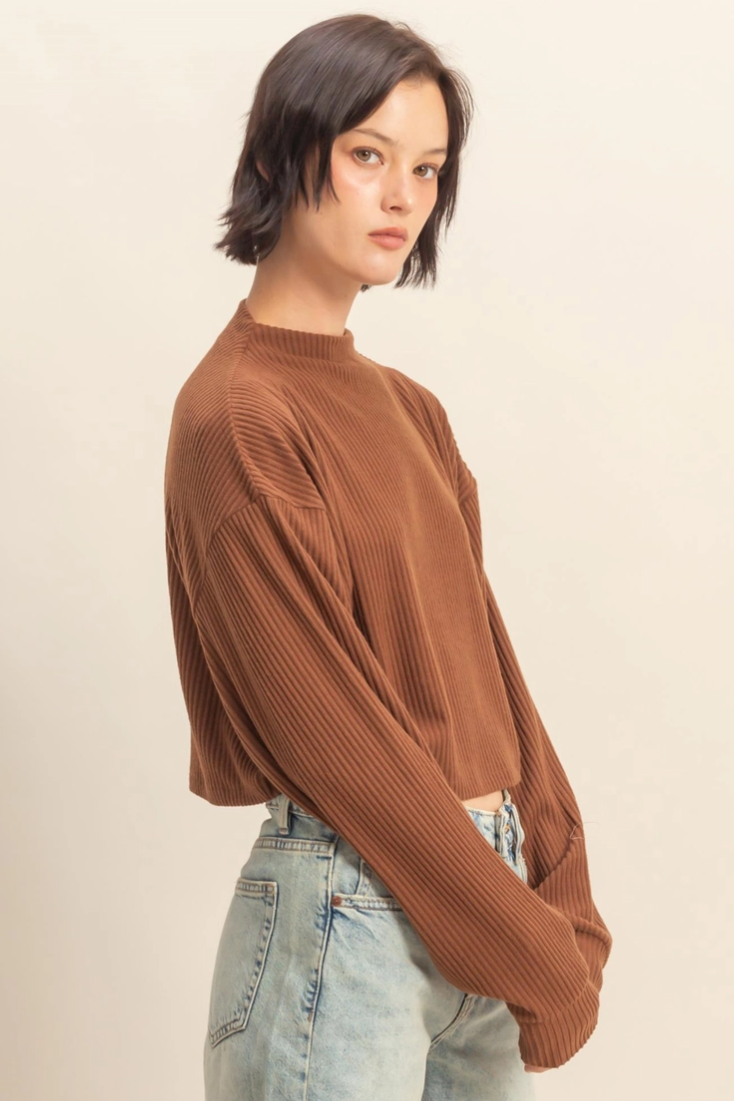 •LINDSAY• ribbed high neck cropped top