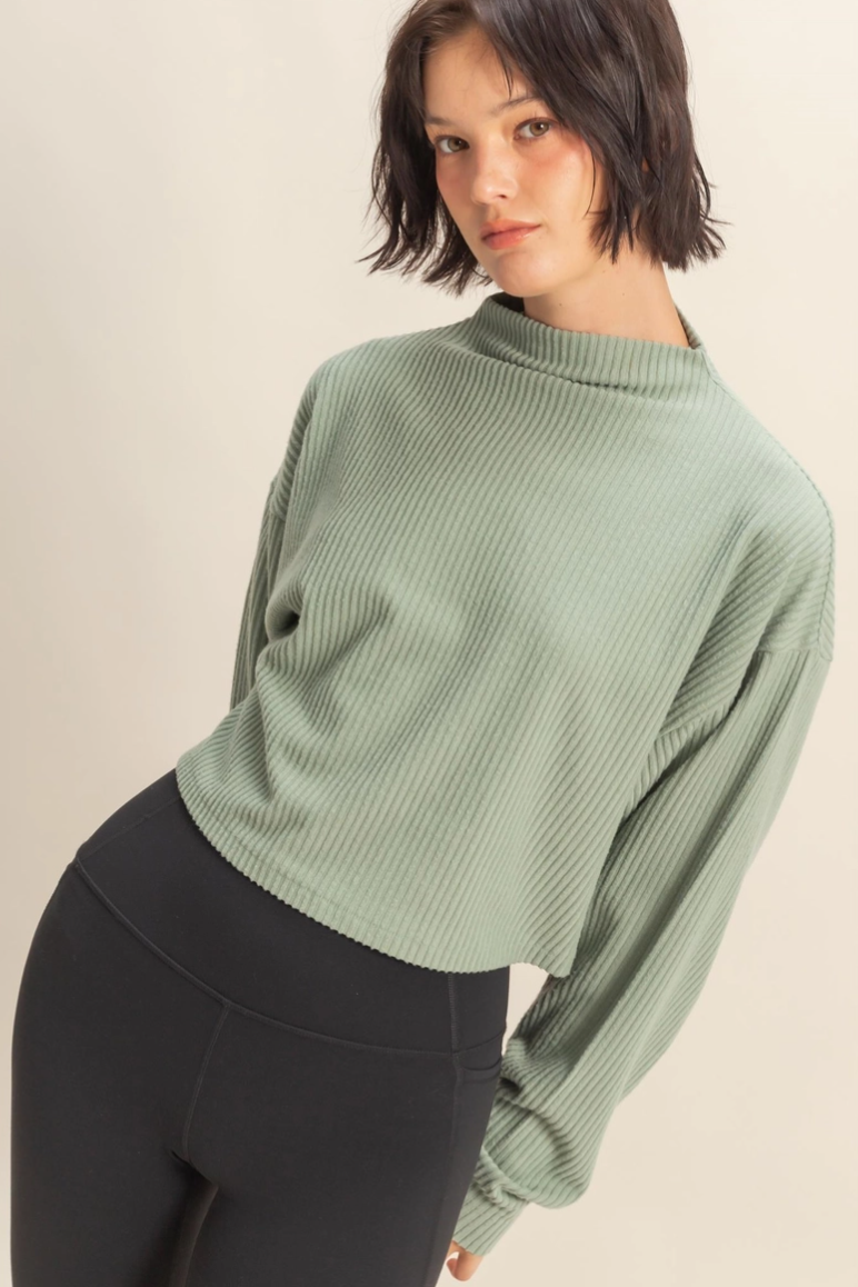 •LINDSAY• ribbed high neck cropped top