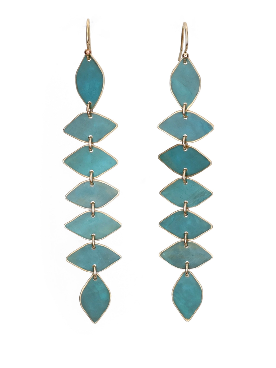 •IVY LONG• patina gold dangle earrings