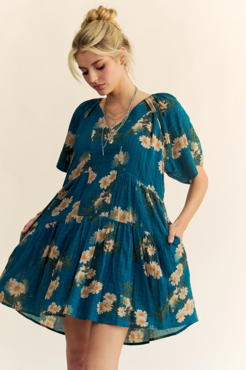 •APRIL• floral pleated mini dress