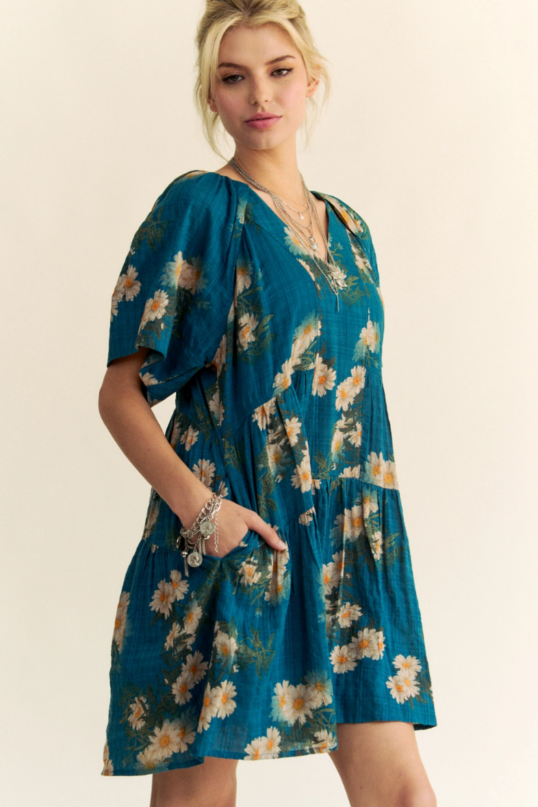 •APRIL• floral pleated mini dress