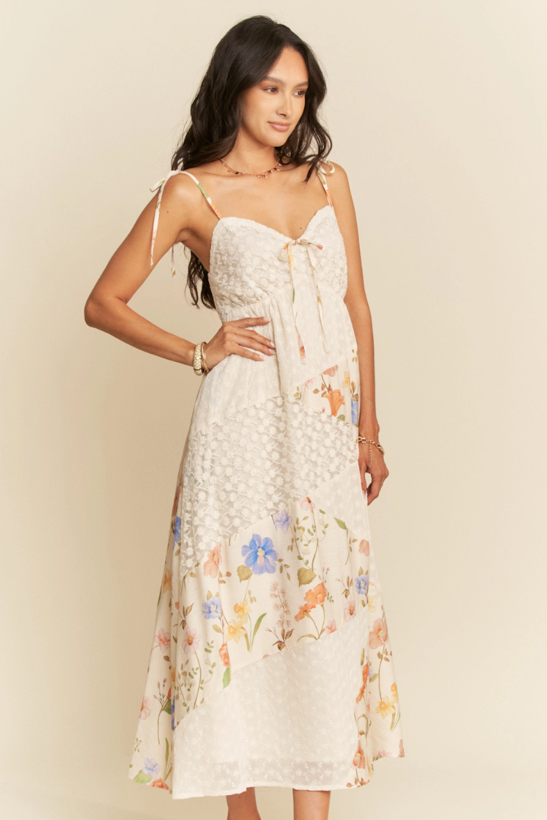 •EDEN• floral patchwork midaxi dress