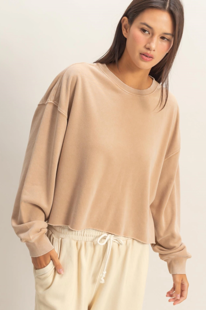 •CHARLI• mineral washed cropped sweatshirt