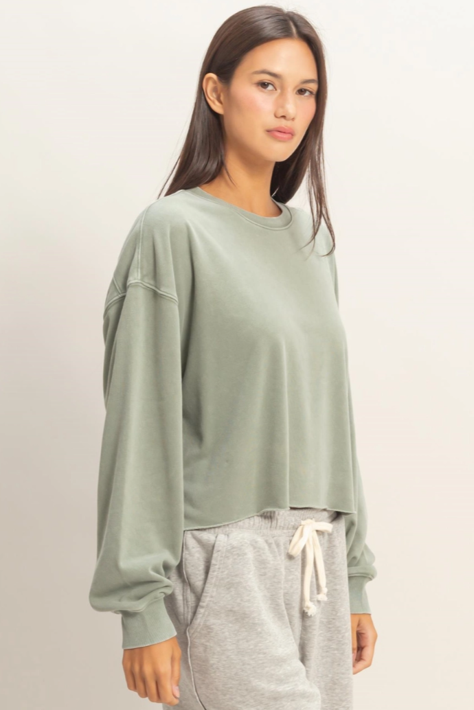 •CHARLI• mineral washed cropped sweatshirt