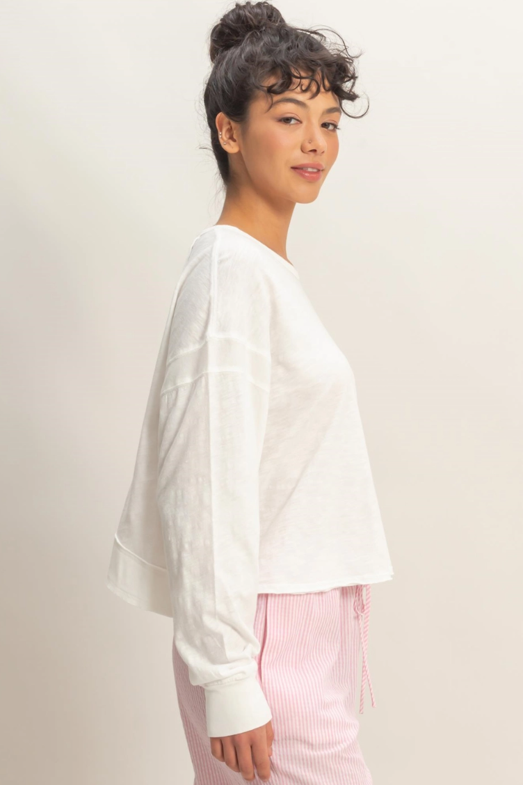 •TONYA• long sleeve open back top