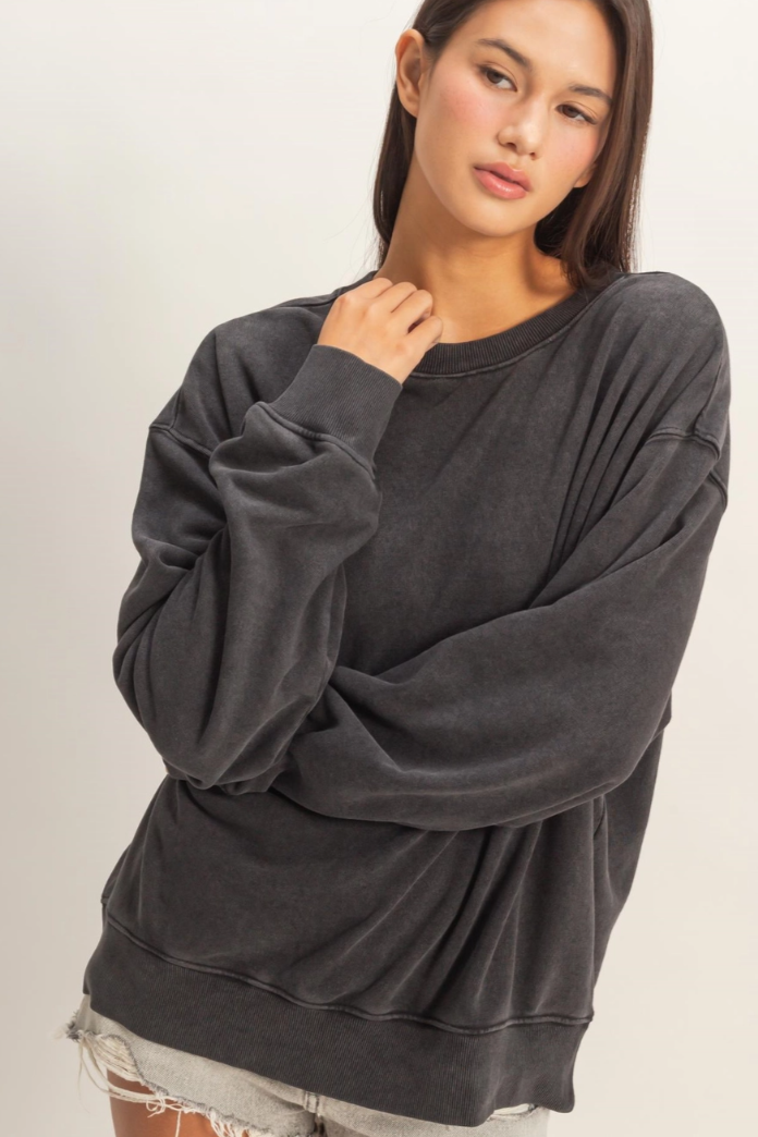 •TERI• mineral washed french terry sweatshirt