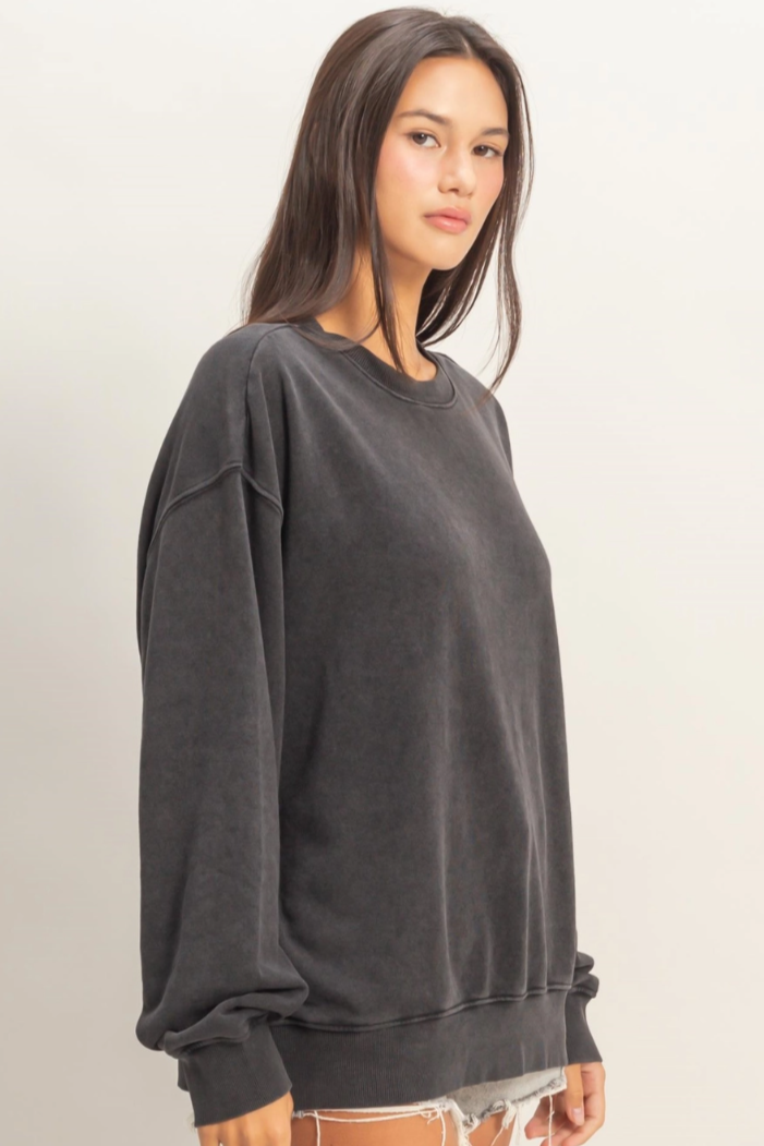 •TERI• mineral washed french terry sweatshirt