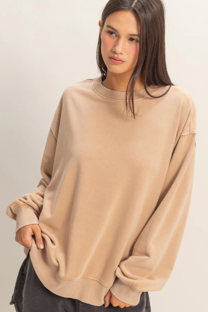 •TERI• mineral washed french terry sweatshirt