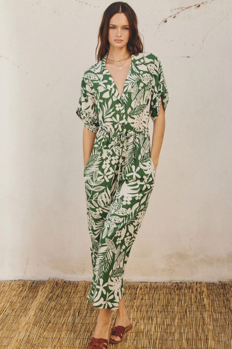 •OASIS• linen blend collared jumpsuit