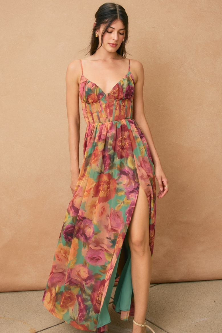 •EVANGELINE• corset maxi dress