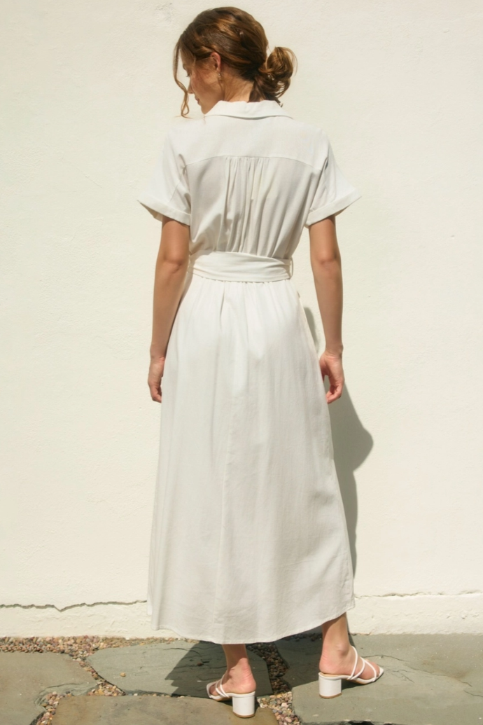 •GISELLE• linen blend collared midaxi dress