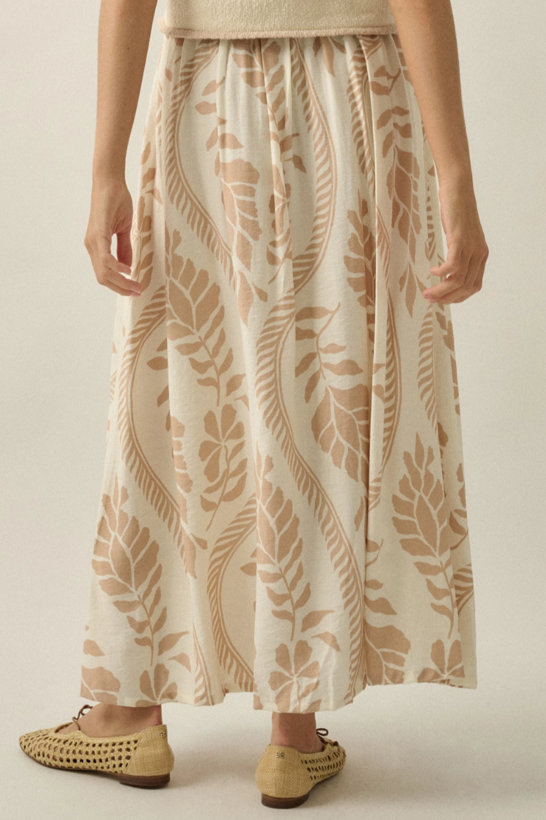 •RAI - TAUPE• floral pleated maxi skirt
