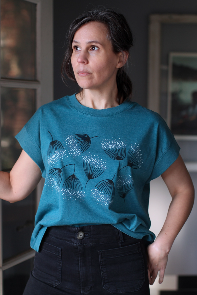 •EUCALYPTUS BLOOM• cotton blend boxy tee (USA)