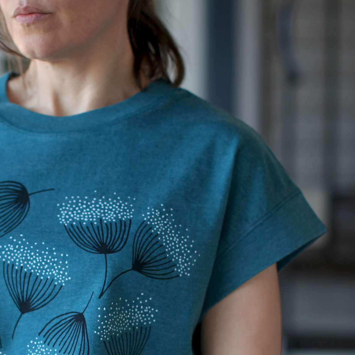 •EUCALYPTUS BLOOM• cotton blend boxy tee (USA)