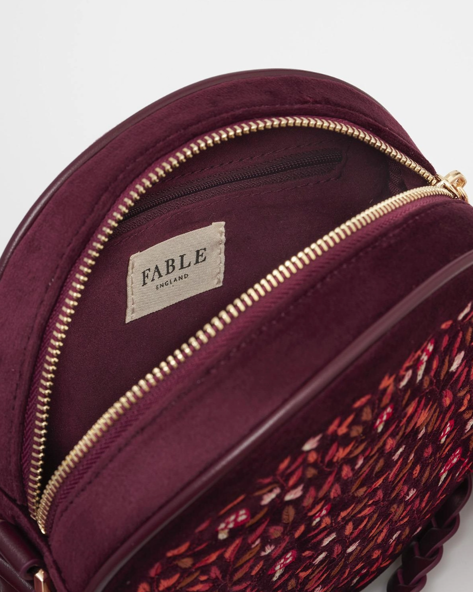 •MUSHROOM MAGIC• embroidered velvet circle purse