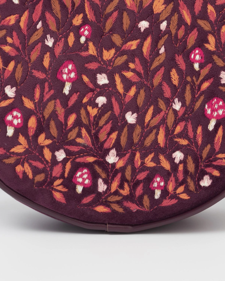 •MUSHROOM MAGIC• embroidered velvet circle purse