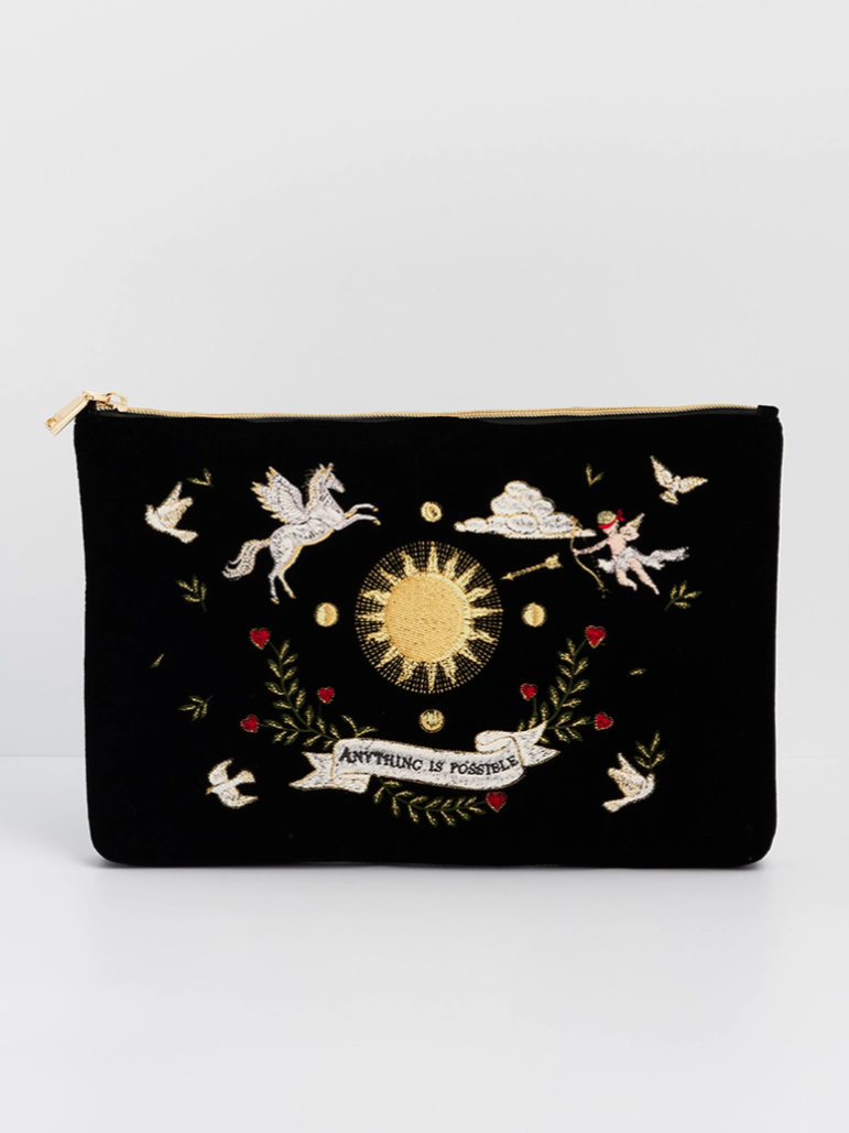 •CELESTIAL LOVE• embroidered velvet pouch