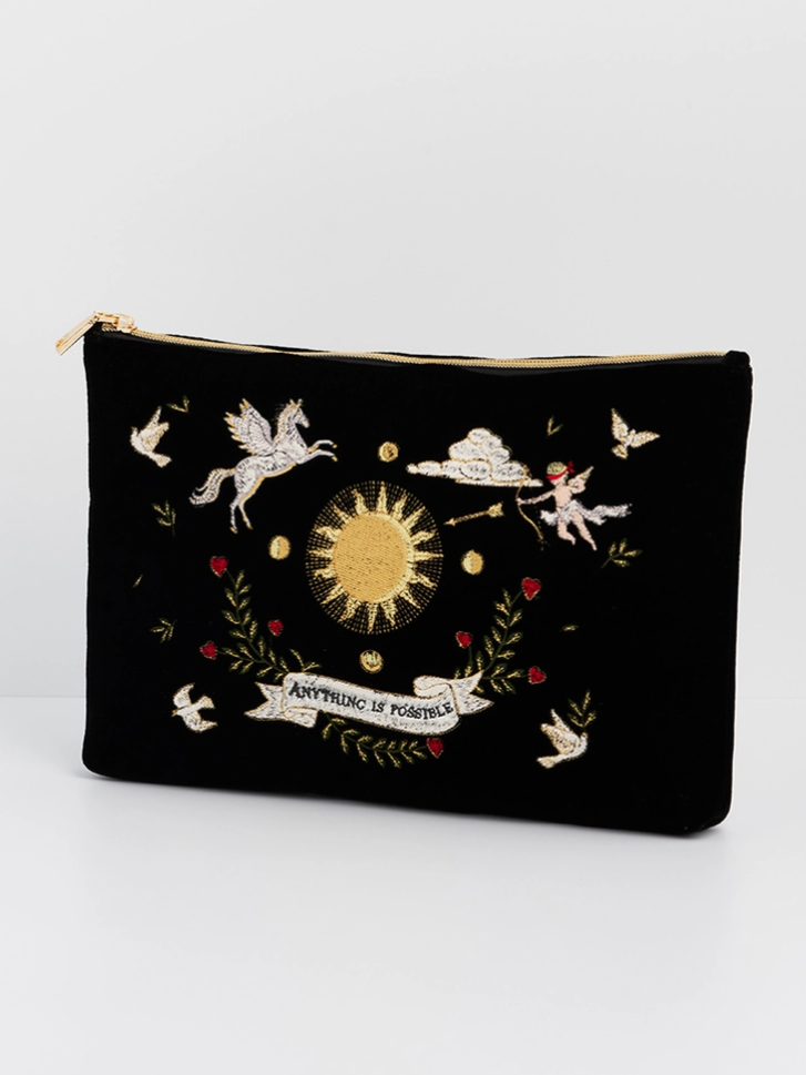 •CELESTIAL LOVE• embroidered velvet pouch