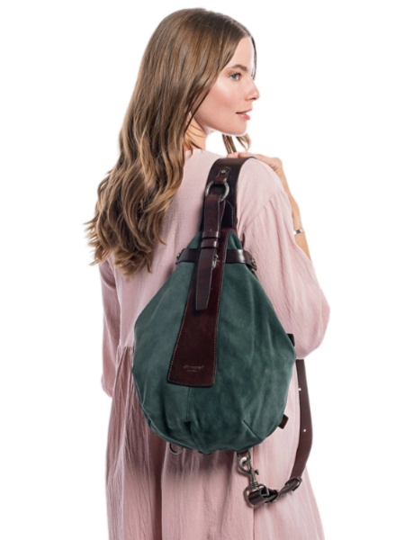 •LISBON• hunter green leather sling bag
