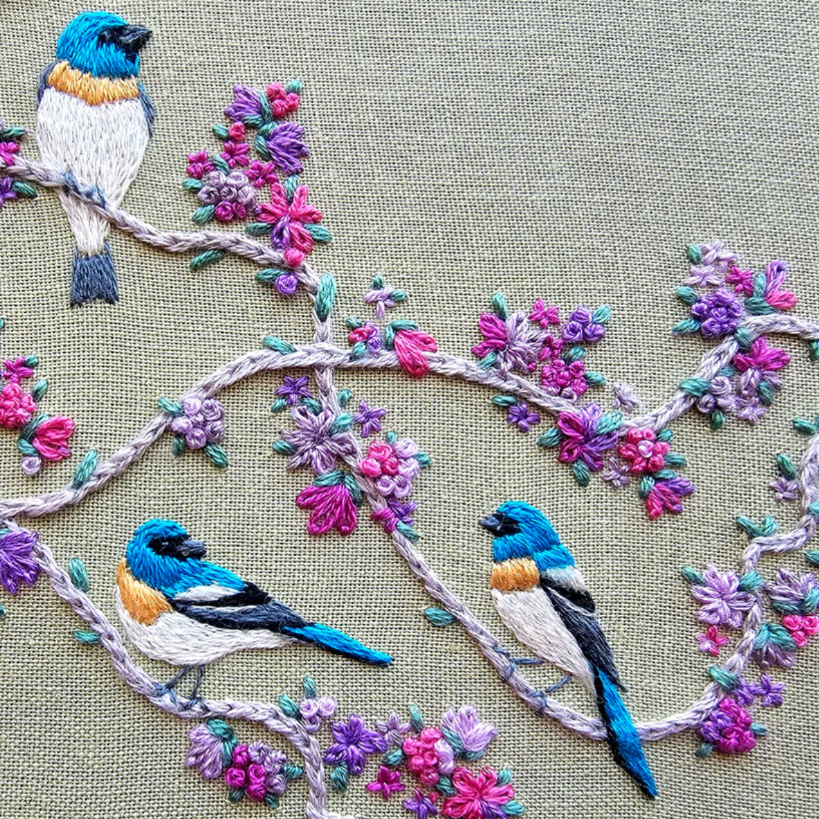 •BIRDS & BLOOMS• intermediate embroidery kit