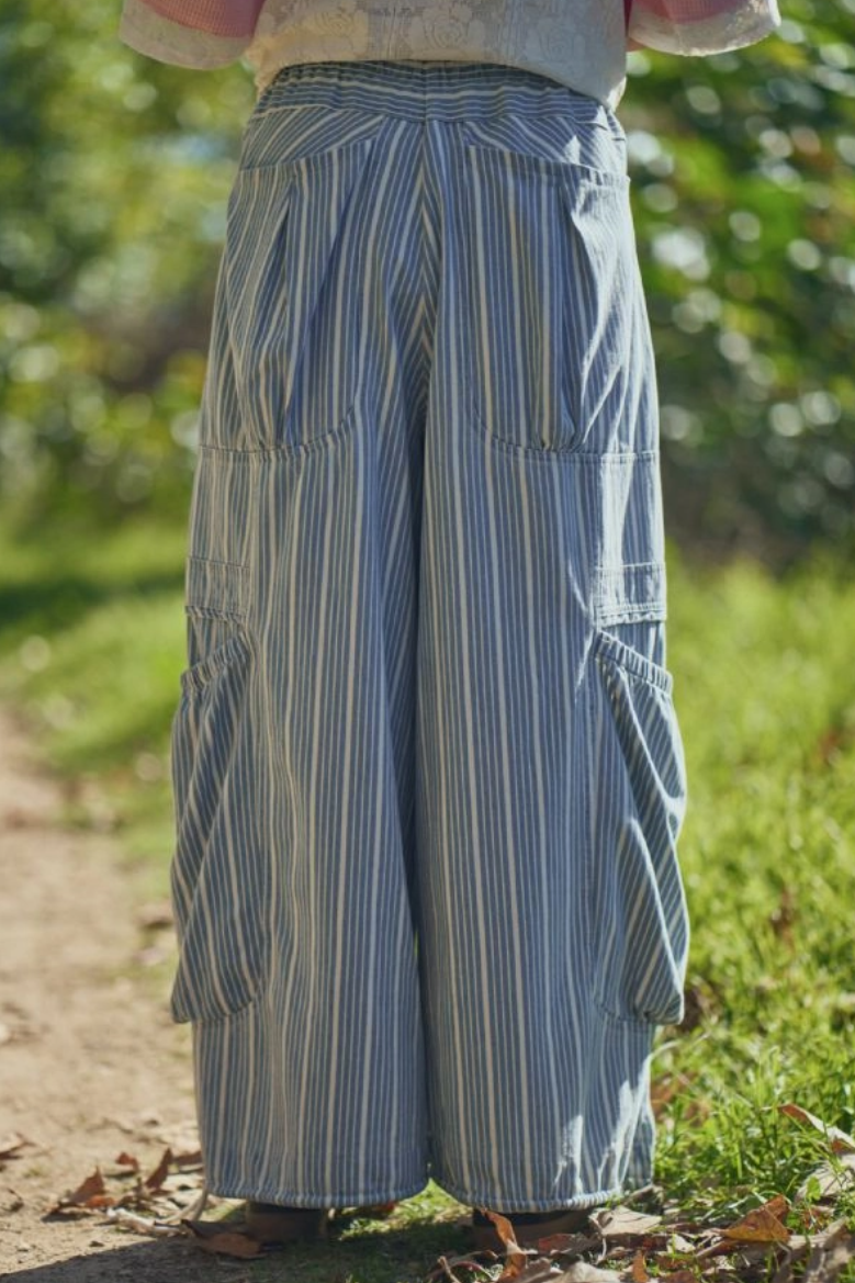 •MARSEILLE• striped cotton blend cargo pants