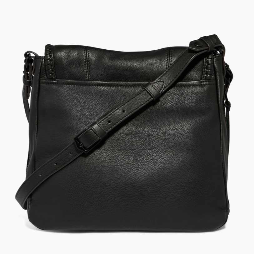 •UNITY• black zip top leather crossbody/shoulder bag