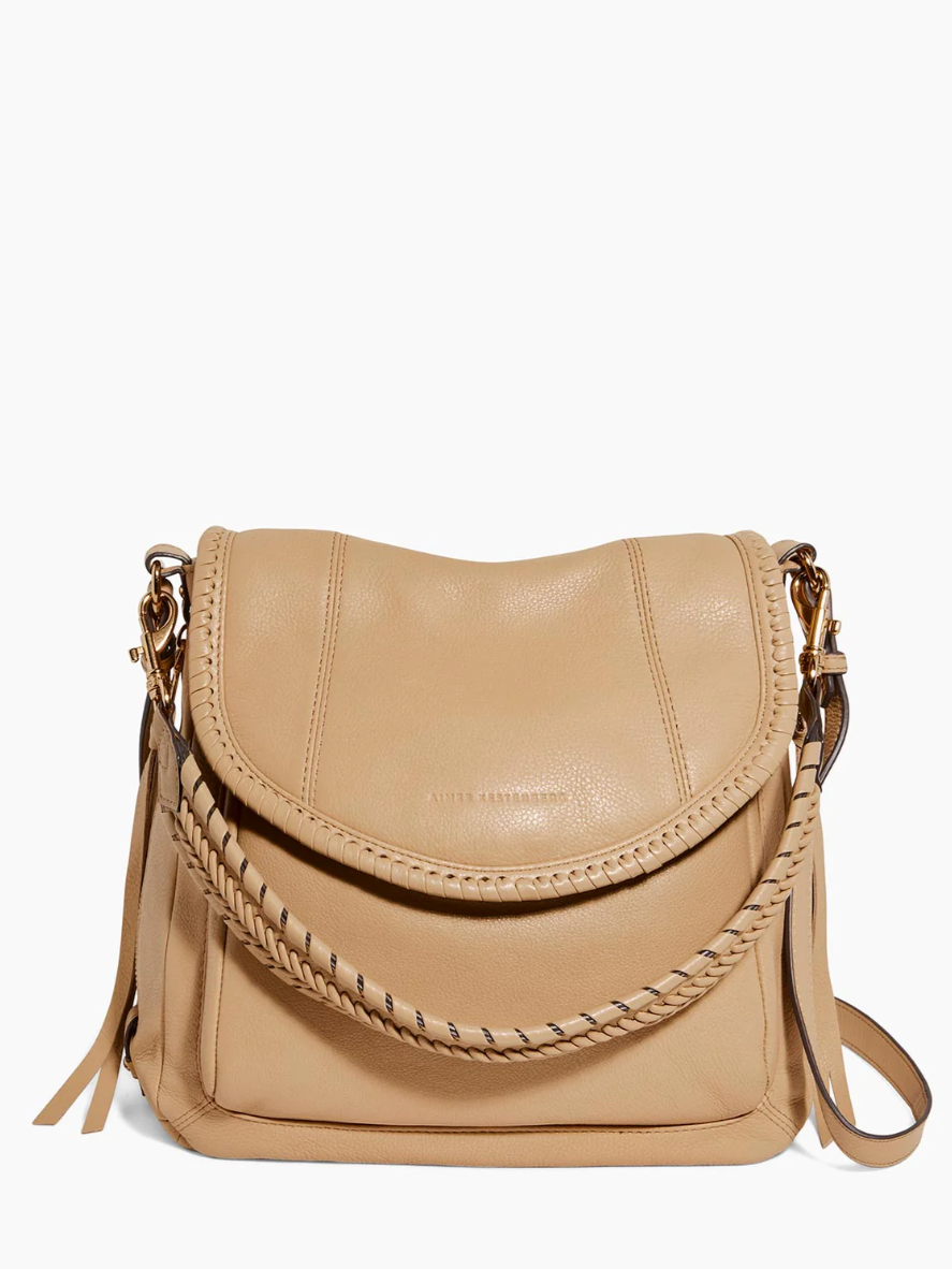 •UNITY• taupe zip top leather crossbody/shoulder bag