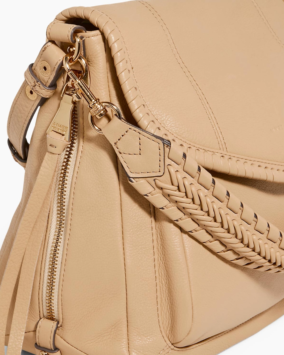 •UNITY• taupe zip top leather crossbody/shoulder bag