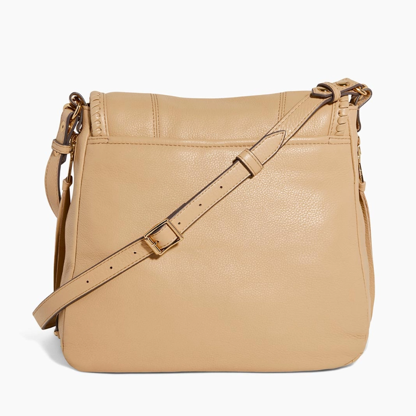 •UNITY• taupe zip top leather crossbody/shoulder bag