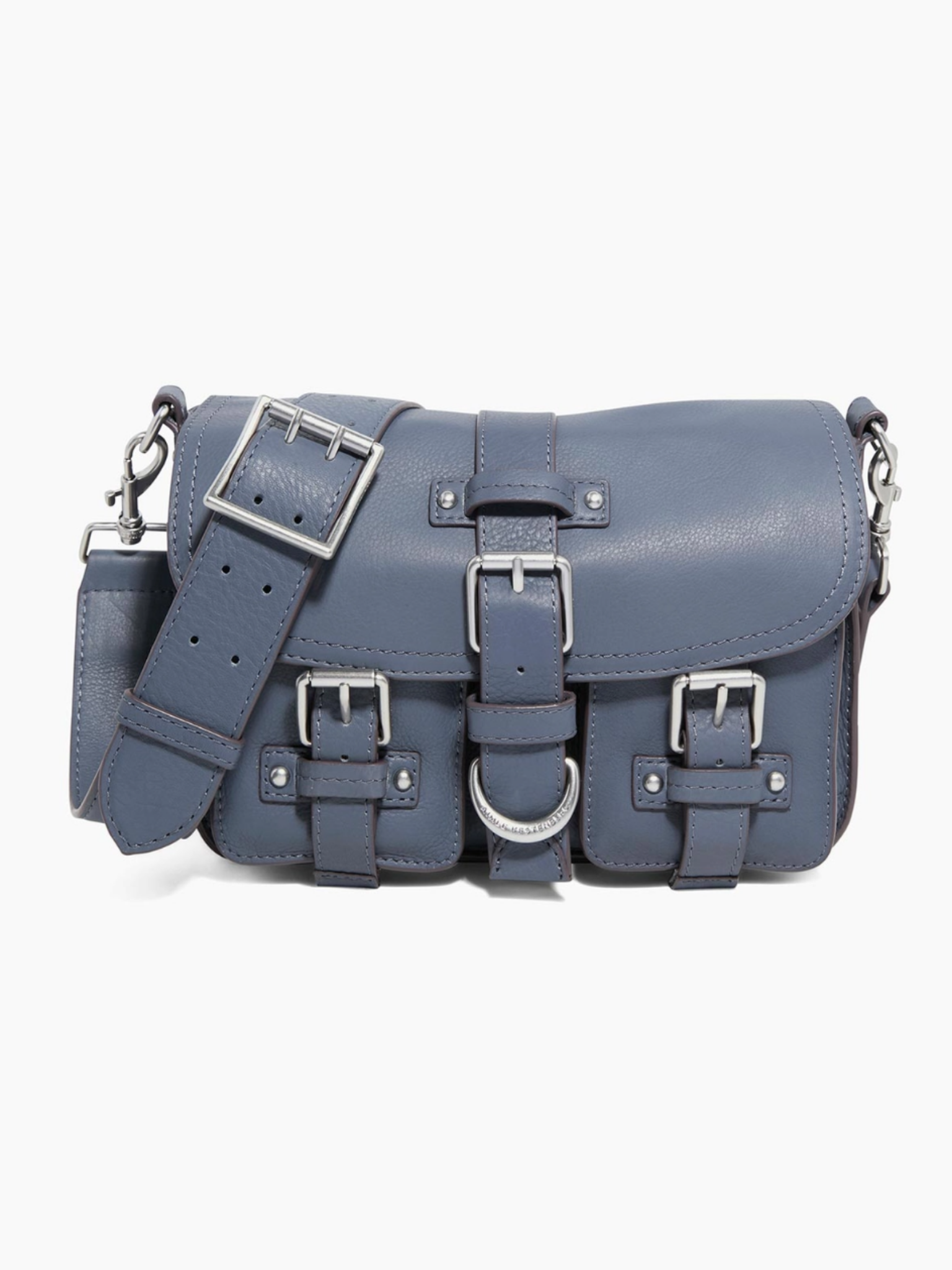 •SIDE SADDLE• smoky blue leather crossbody