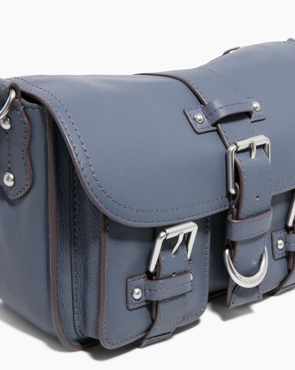 •SIDE SADDLE• smoky blue leather crossbody