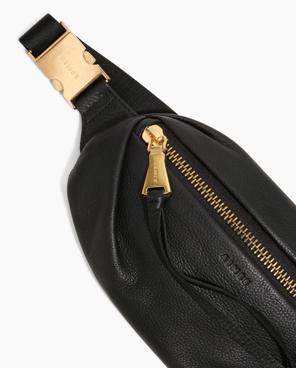 •ROAM• black leather bum bag
