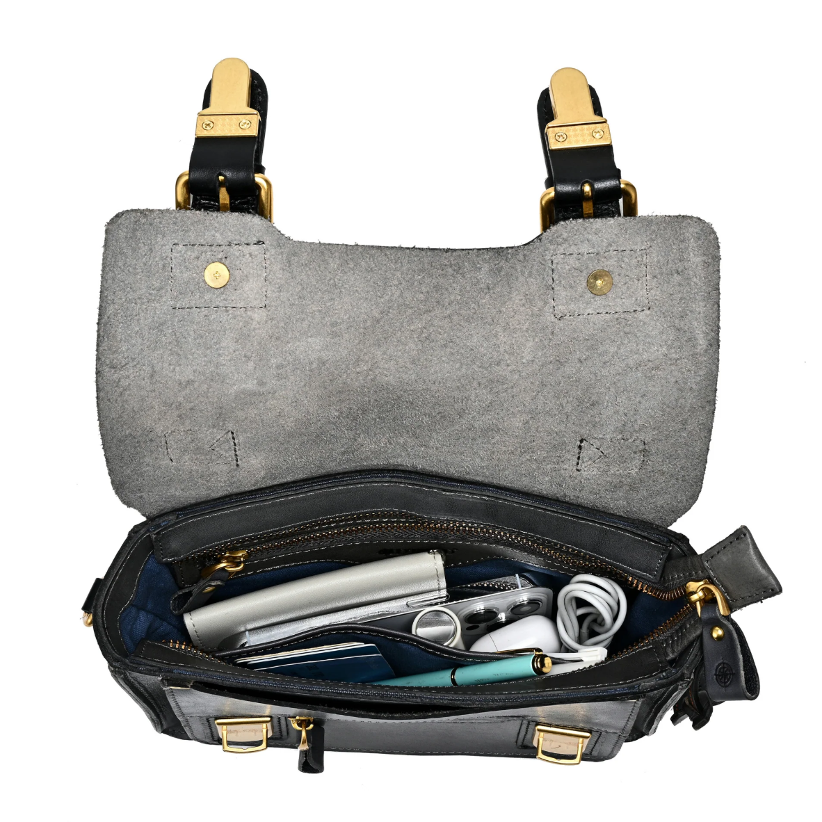 •PARIS• slate leather mini satchel/crossbody