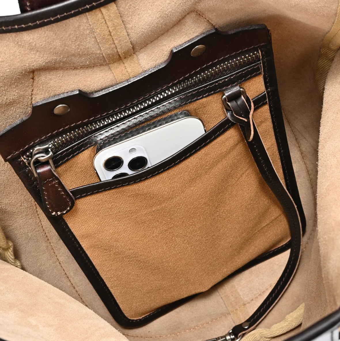 •LISBON• taupe leather sling bag