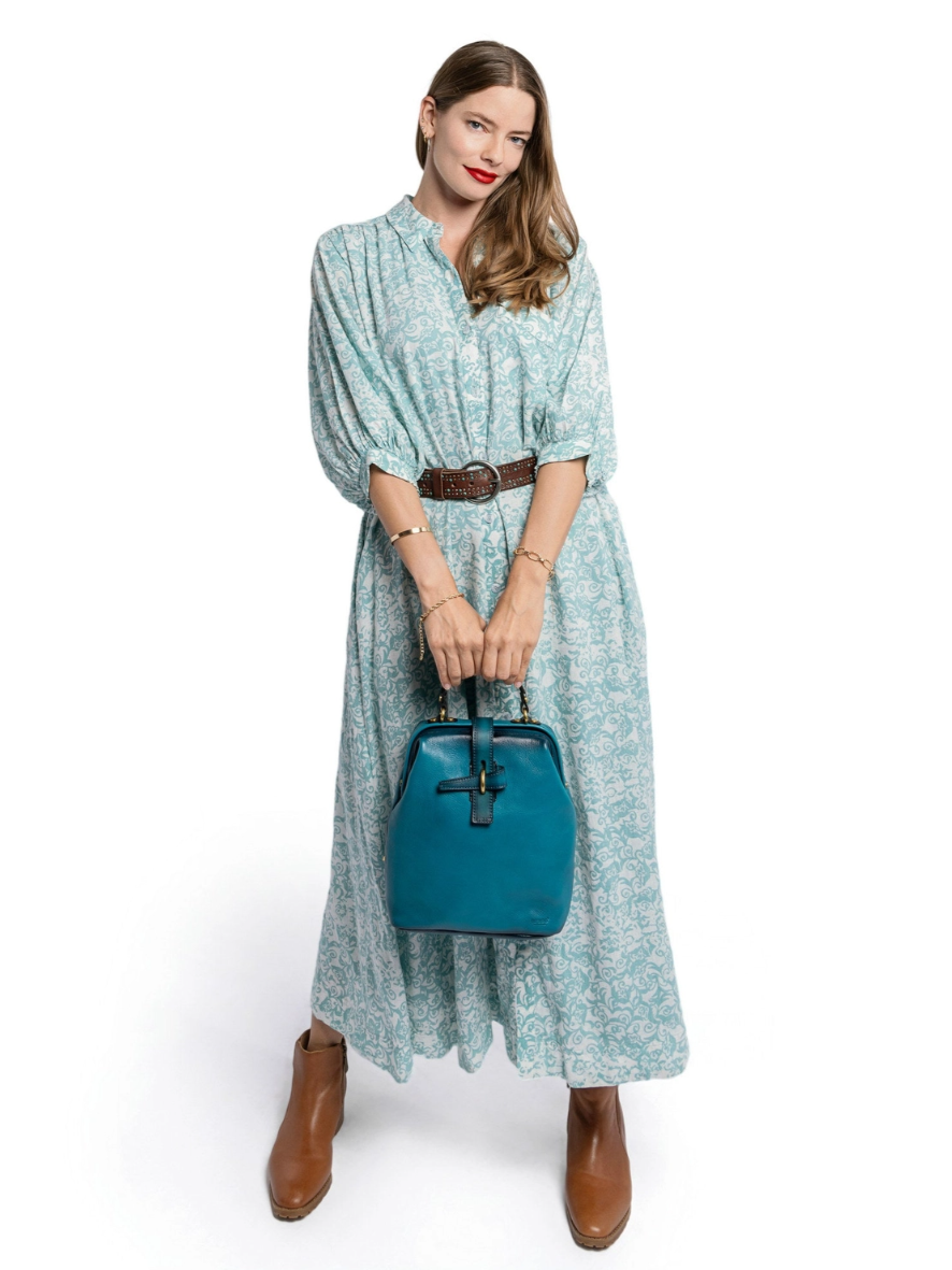 •CAMBRIDGE• teal leather backpack